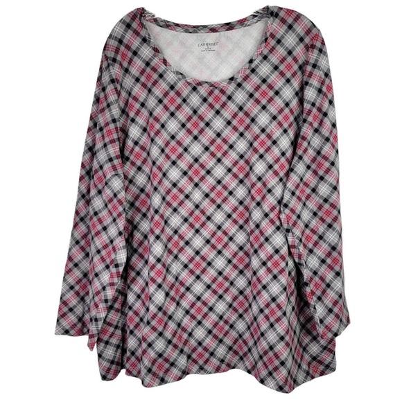 Catherines Red and Black Plaid Blouse - Picture 2 of 11